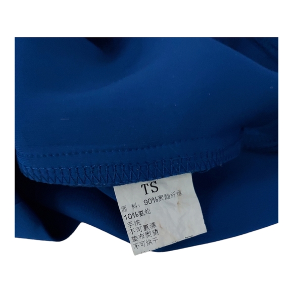 TS Three Seasons Sz 4 Dress One Shoulder Back Zipper Layered Raw Edges Blue NWOT - Picture 4 of 12